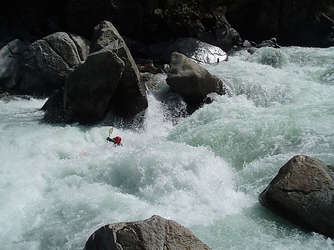 Kayaker on the Tuolumne River.