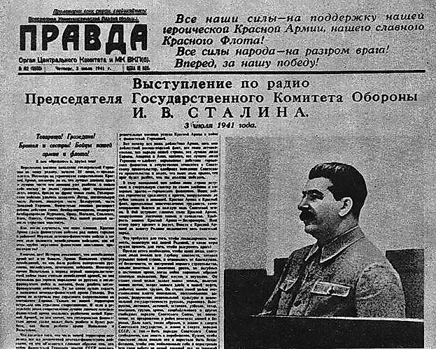 Pravda 3 July 1941 issue, featuring Joseph Stalin