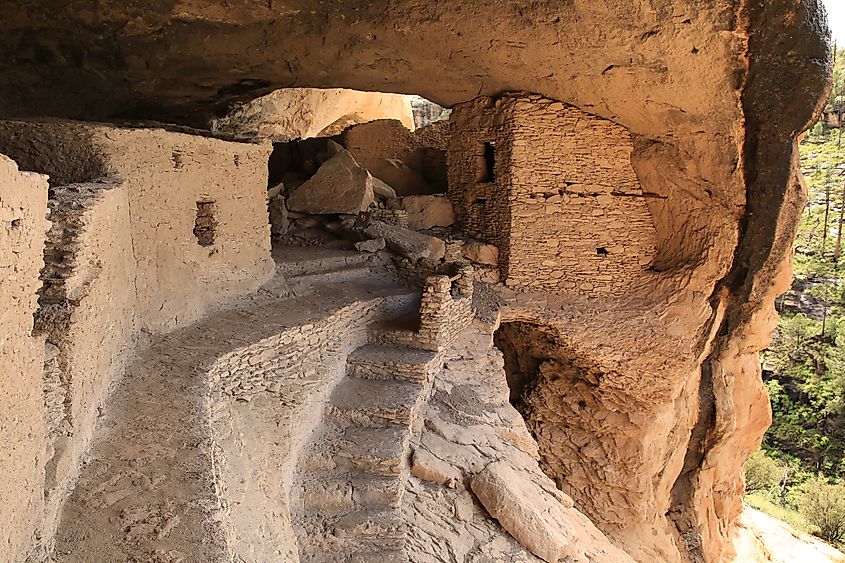 The GIla Cliff Dwellings, used by the Mogollon people around 1200.
