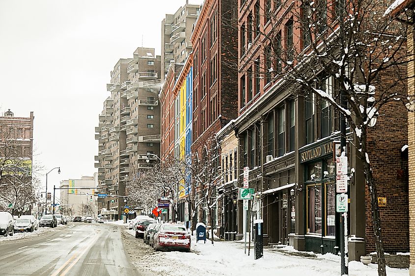 A beautiful snowy day in downtown Rochester, New York