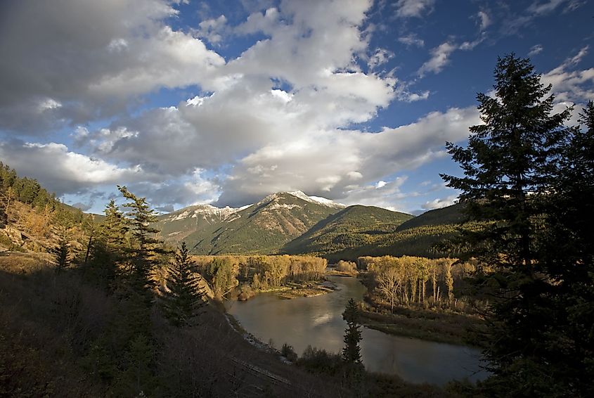 Rocky Mountains and Elk River by Fernie, British Columbia, Canada