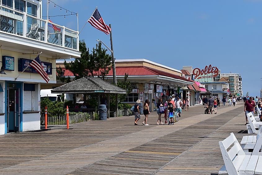 Boardwalk by the beach in Rehoboth Beach, Delaware