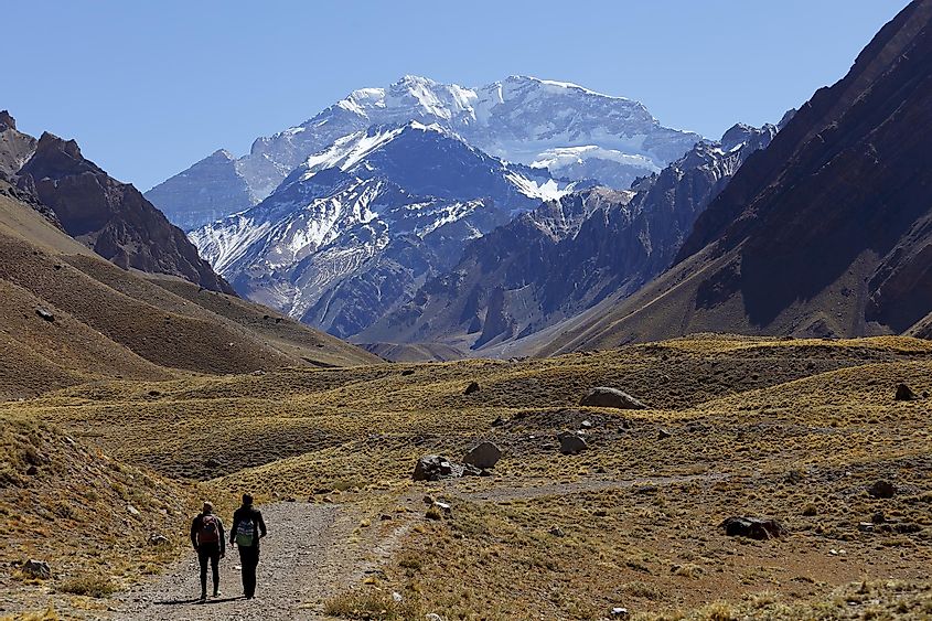 Aconcagua, the highest mountain in the Americas at 6.960 mts., located in the Andes mountain range in Mendoza, Argentina.