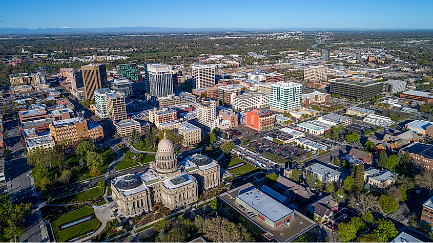 Idaho state capital building and city of Boise