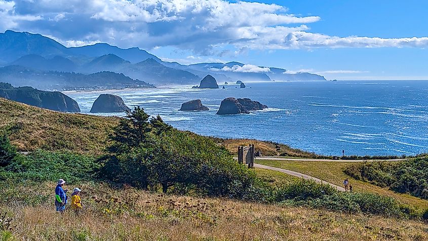 Coastal scenic views from Ecola State Park in Cannon Beach, Oregon.