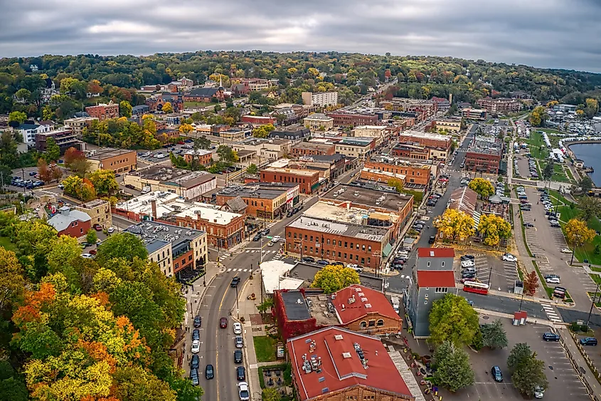 Aerial view of Stillwater, Minnesota.