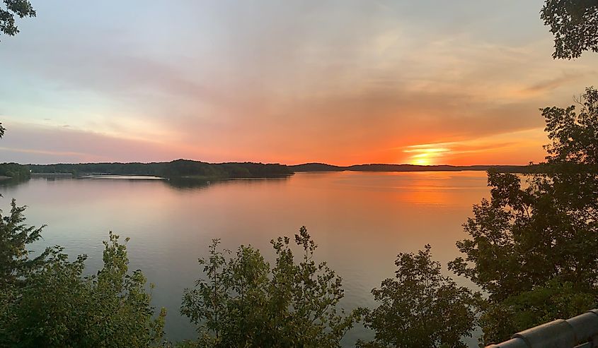 Beautiful sunset over Wappapello Lake in Missouri