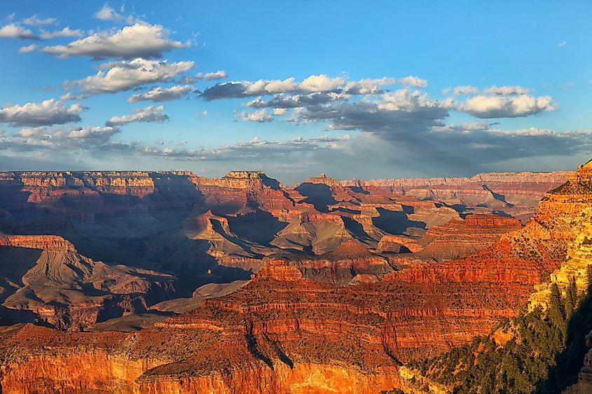 View into Grand Canyon at sunset, Yavapai Point, Grand Canyon National Park, Arizona, USA