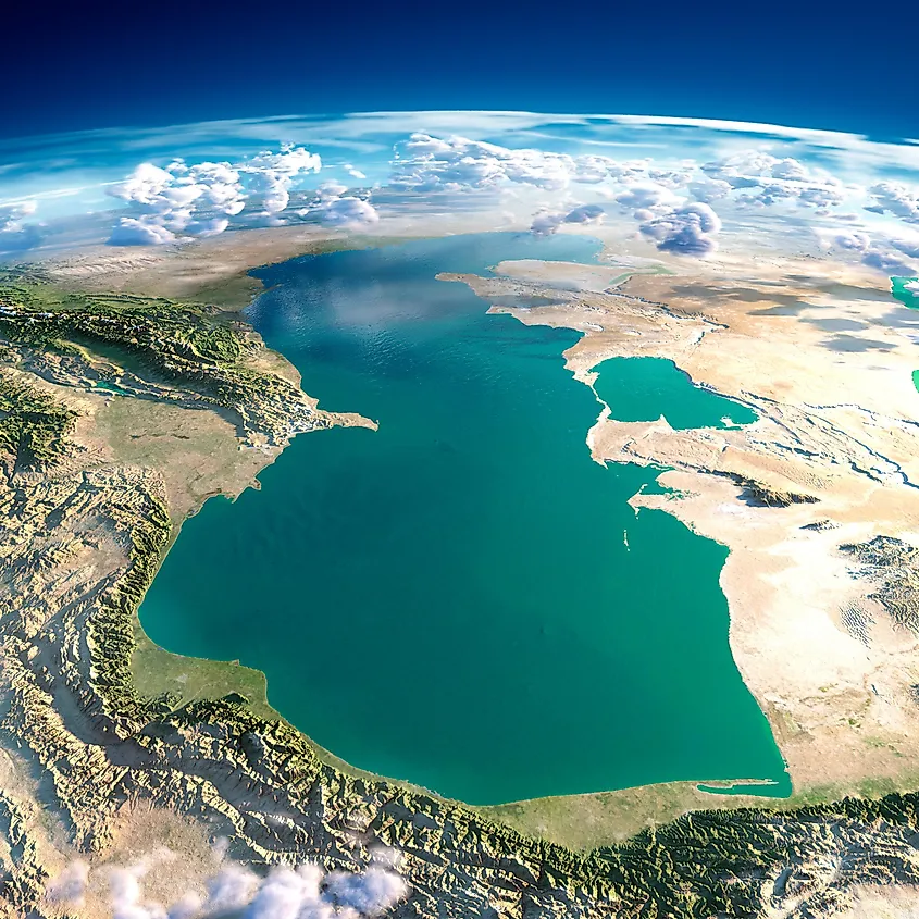 Photo illustration of the Caspian Sea using NASA satellite imaging.