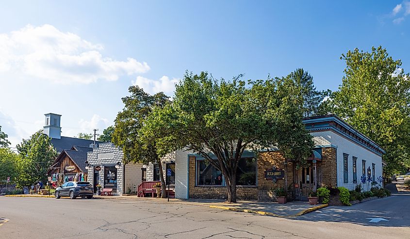 The business district on Main Street in Nashville, Indiana