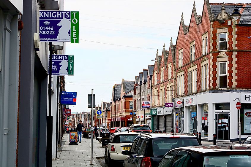 Street view in Barry, Wales.