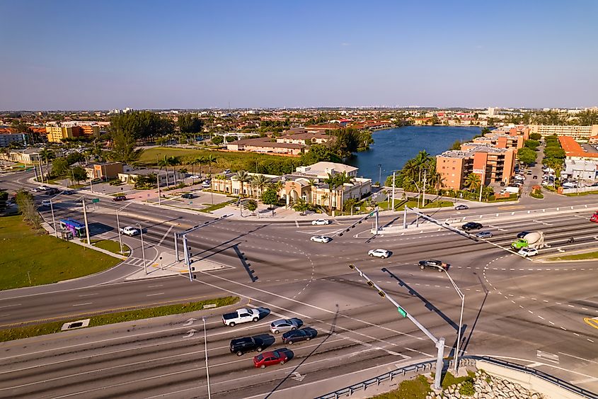 Aerial photo Hialeah Gardens City Hall, Miami, Florida.
