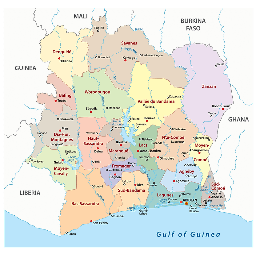 Ivory Coast Tribes Map Cote D'ivoire Maps & Facts - World Atlas