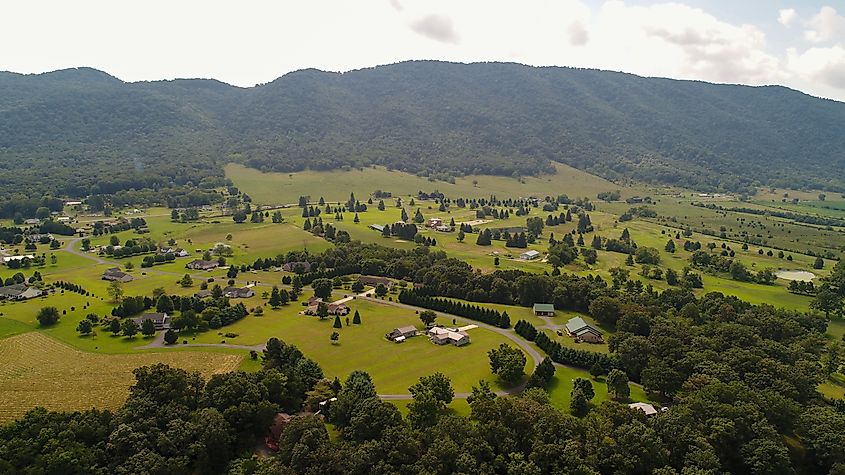 Aerial view of Moorefield in West Virginia.