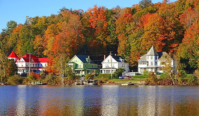 Reflection in Saranac Lake, Autumn in the Adirondacks, New York