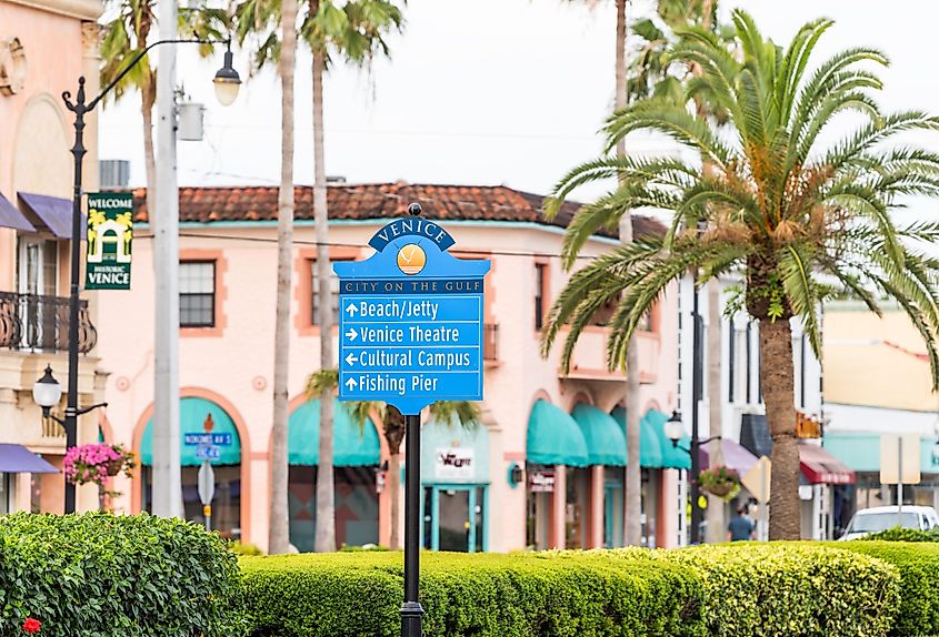 Sign in business district of Venice, Florida