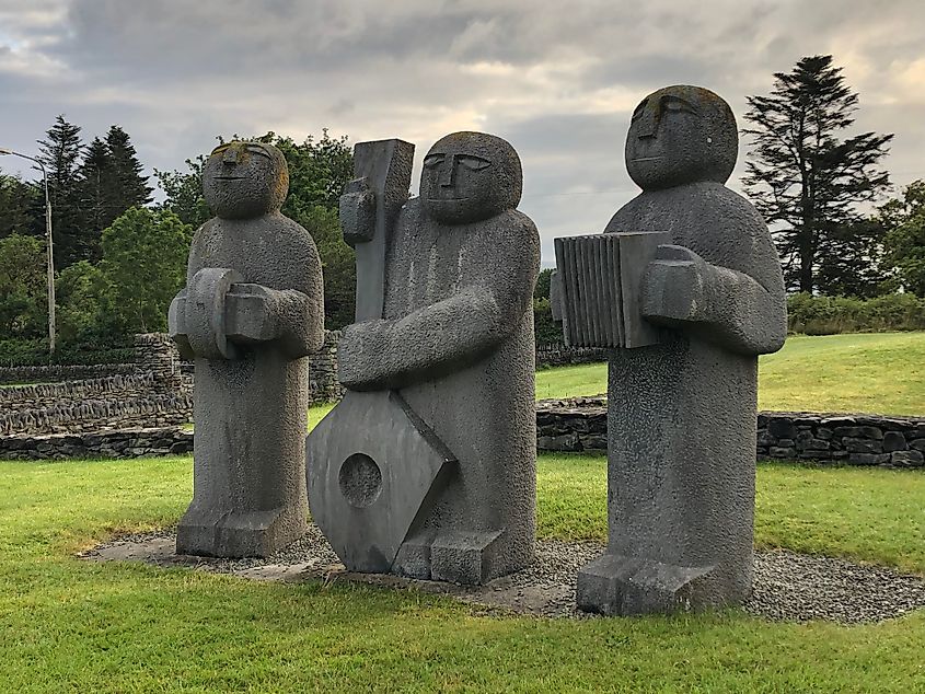 Three Musicians Statues in Kenmare, Ireland.