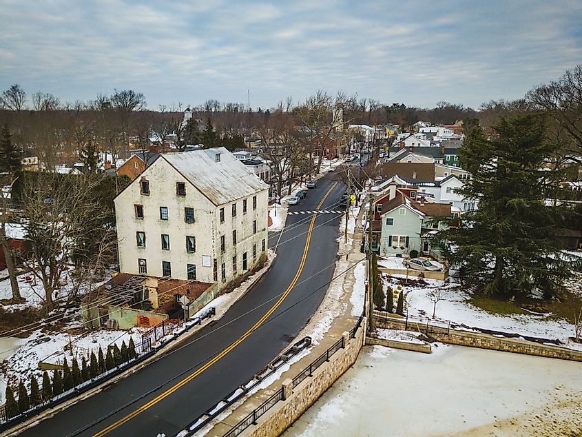 Aerial Drone View of Allentown, New Jersey.