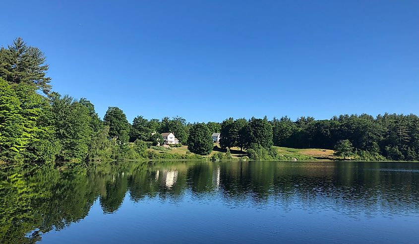 Lake view in Hancock, New Hampshire on a summer's day