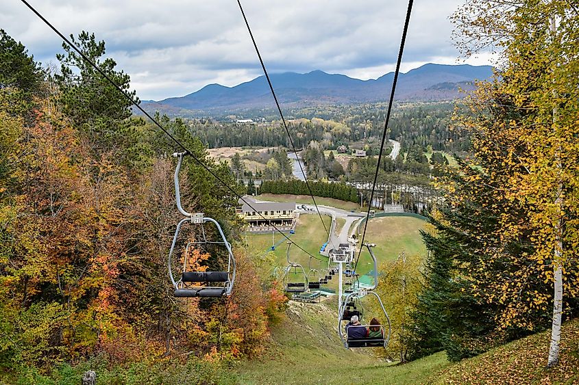 Ski lift over Lake Placid, New York