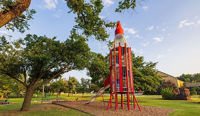 Sunny view of Stephenson Park at Edmond, Oklahoma.