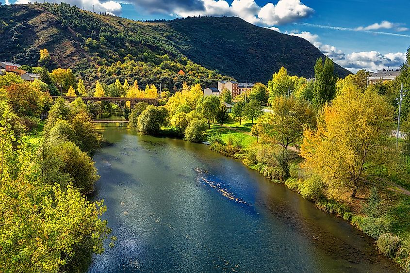 The Sil River as it passes through Ponferrada, Spain.