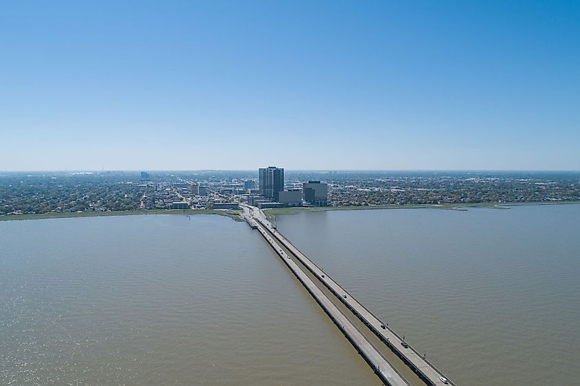 Aerial Drone photograph of the Lake Pontchartrain Causeway