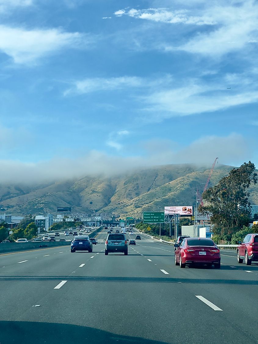 US 101 Freeway at the Bay Area, California
