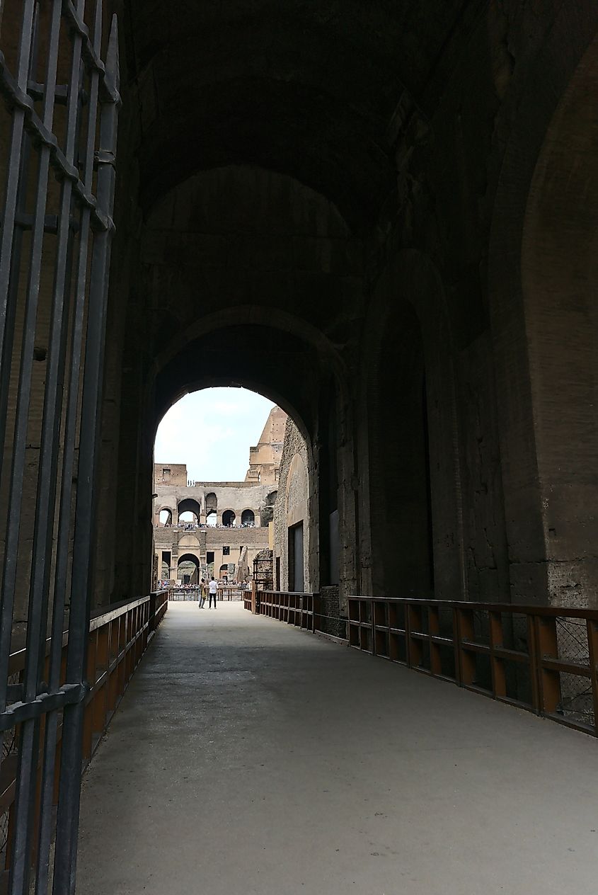 Gladiator entrance of Colosseum, Rome, Italy on 01.09.2019. This is the path that gladiators entered the arena during the ancient times.