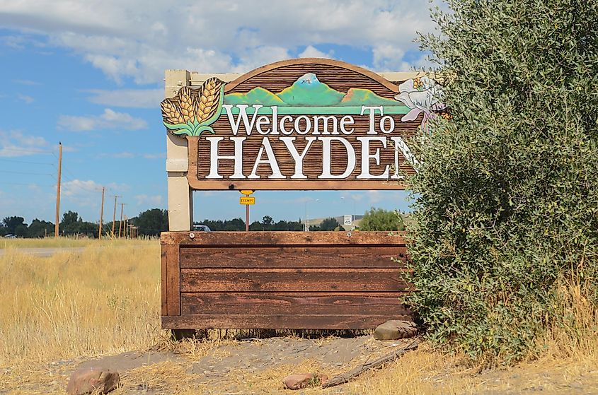 Sign of Hayden, Colorado. Editorial credit: photo-denver / Shutterstock.com