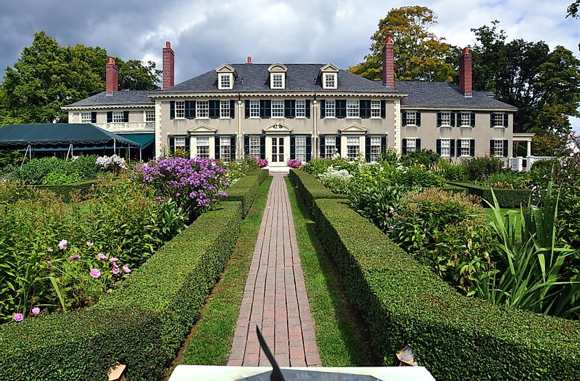 East Front of Hildene,Robert Todd Lincoln's 1905 Georgian Revival Summer home and its formal gardens