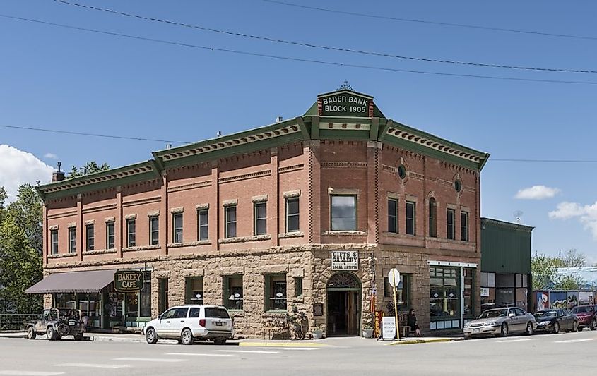The 1905 Bauer Bank Block commercial building, constructed in Mancos, Colorado, by George Bauer, the town's most prominent banker and businessman