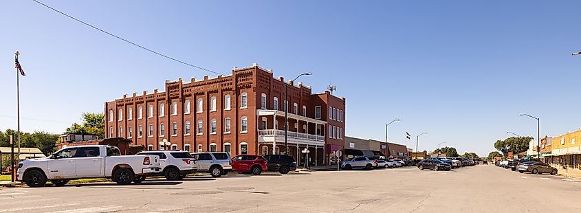 Purcell, Oklahoma, USA - October 19, 2022: The old business district on Main Street