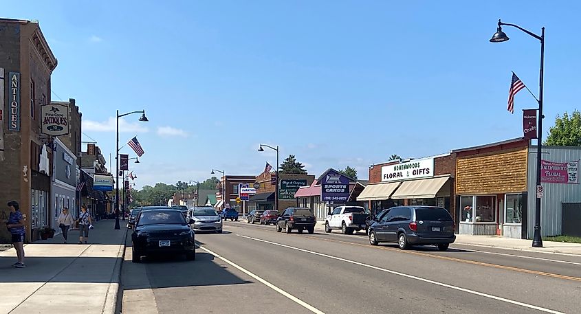 Downtown view in the town of Crosby, Minnesota.