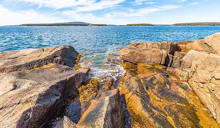 Schoodic Peninsula on the Atlantic Ocean in Acadia National Park on the coast of Maine.