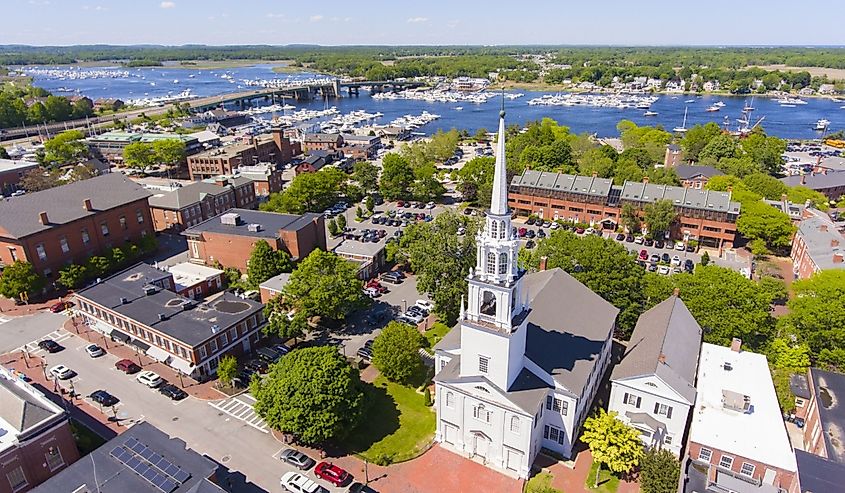 Aerial view of Newburyport, Massachusetts, USA.