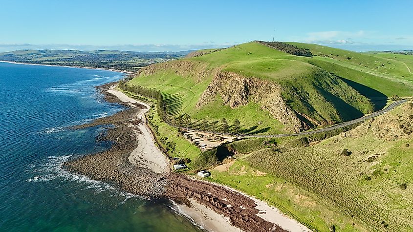 A view of the coast in Normanville, South Australia.