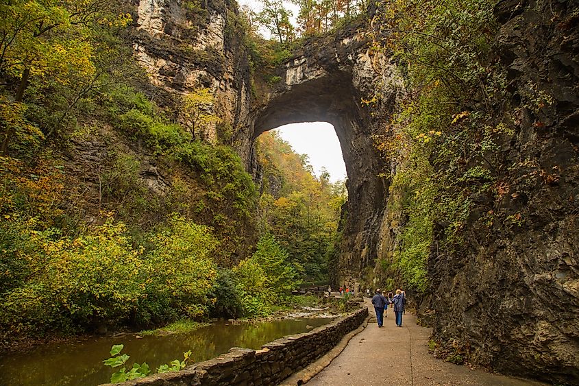 The spectacular view of the Natural Bridge at the Natural Bridge State Park, Virginia.