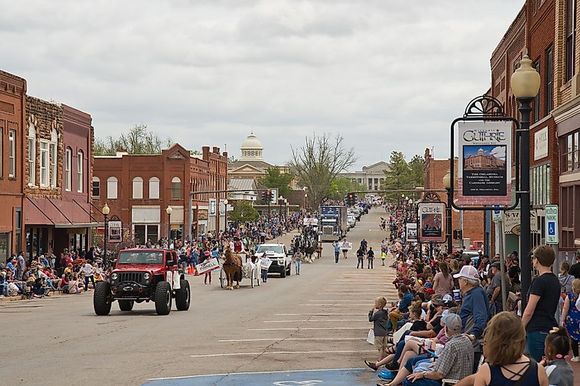 The Main Street in Guthrie, Oklahoma.