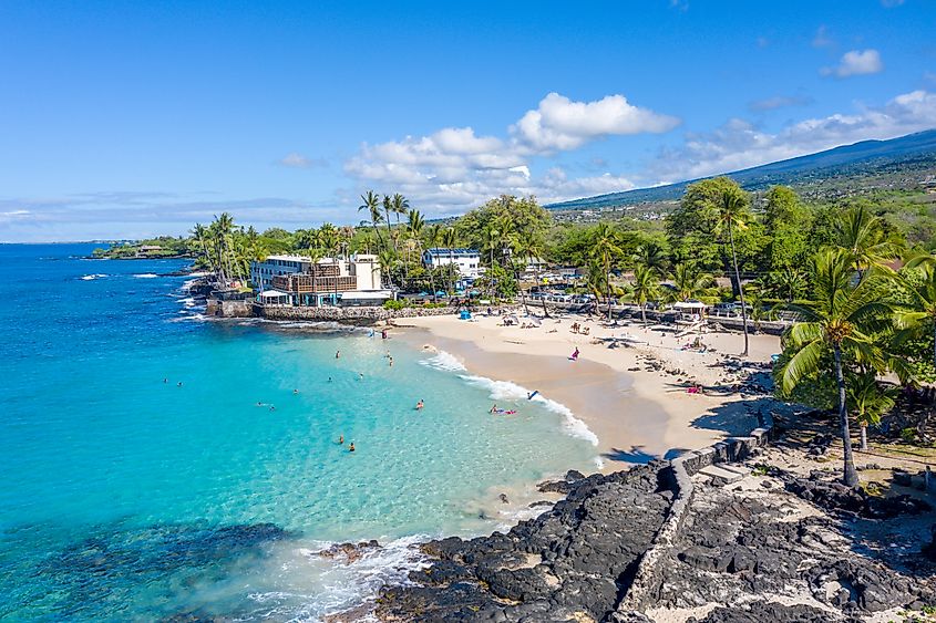 The beautiful beach at Kailua-Kona, Hawaii.