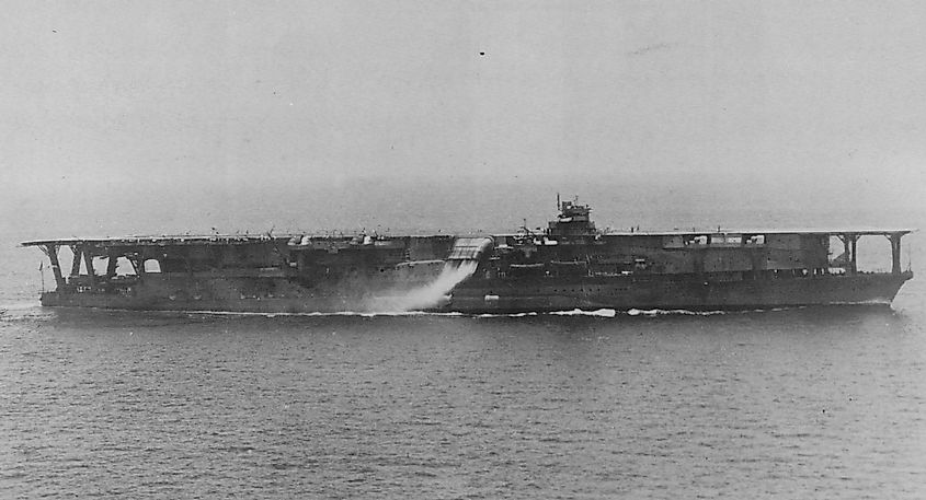 Kaga after her modernization, with her distinctive downward-facing funnel