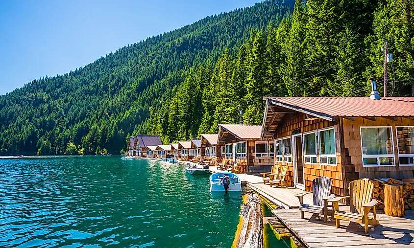 Ross Lake and mountains in North Cascades National Park, Washington.