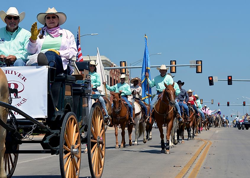Great Plains Stampede Rodeo Association Parade, Altus, Oklahoma. 