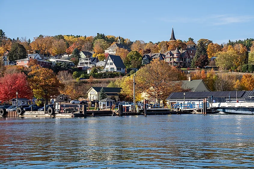 Cityscape view of Bayfield Wisconsin, as seen from the shores of Lake Superior.