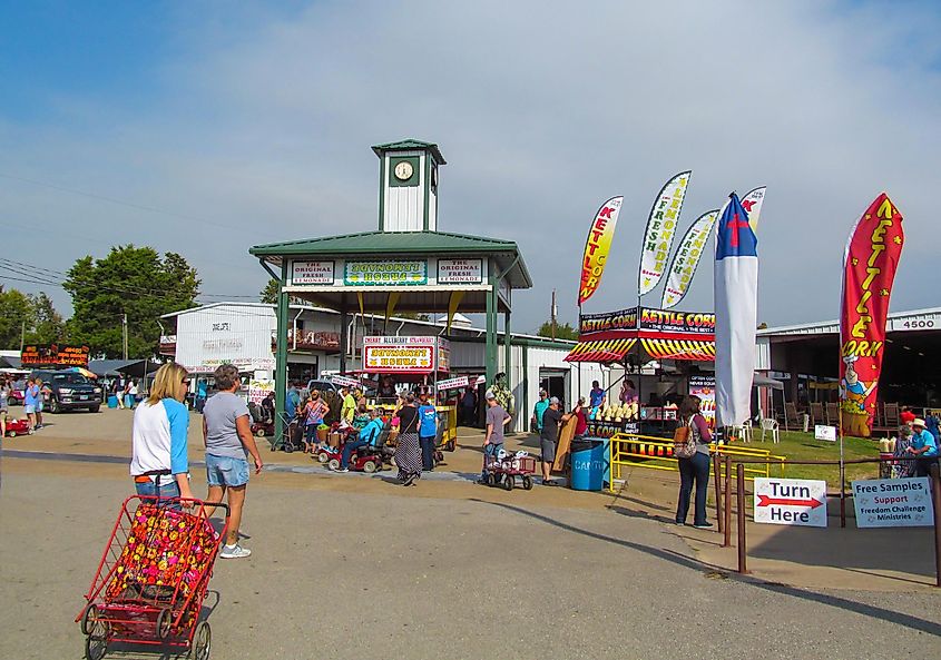 People Shopping at the Flea Market Outdoors. World famous Texas landmark (First Monday Trade Days) located in the city Canton since 1850, via mivod / Shutterstock.com