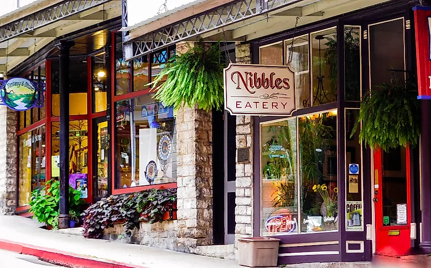 Stores at Silver Dollar City amusement park in Branson, Missouri.