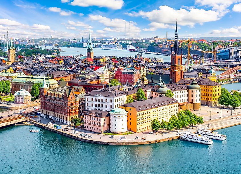 Stockholm old town (Gamla Stan) cityscape from City Hall top, Sweden