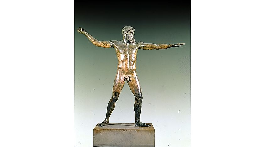 Bronze statue of Poseidon or Zeus. From the sea area near Cape Artemision, Northern Euboea. About 460 BC, via National Archaeological Museum of Athens
