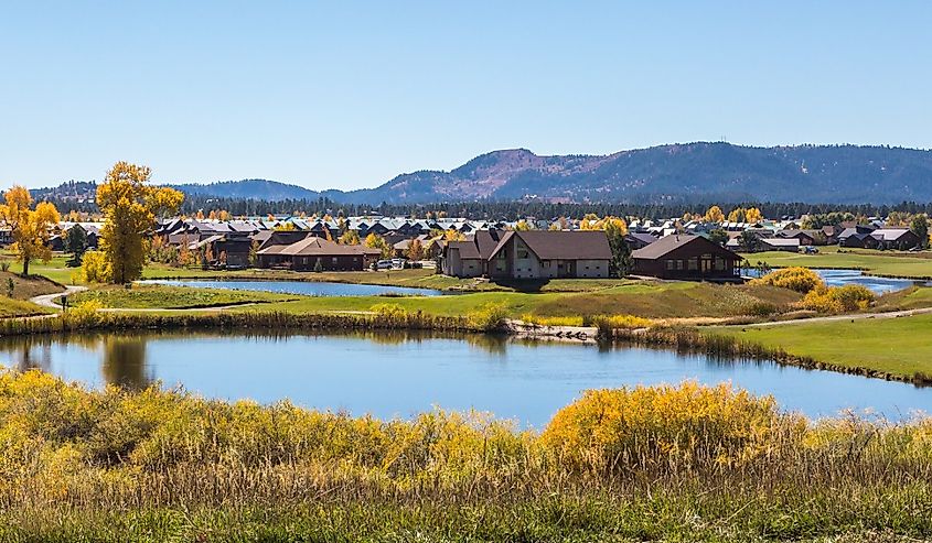 Golf course and homes in Pagosa Springs, Colorado.