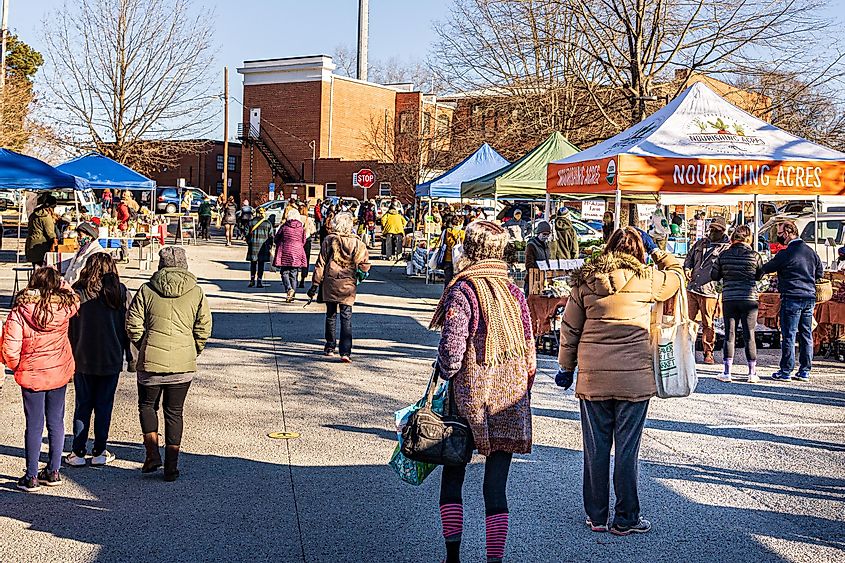 The Carrboro Farmers Market on a Cold Winter Day.